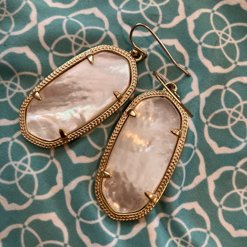 Kendra Scott Gold Frame Mother-of-Pearl Drop Earrings - Women Jewelry